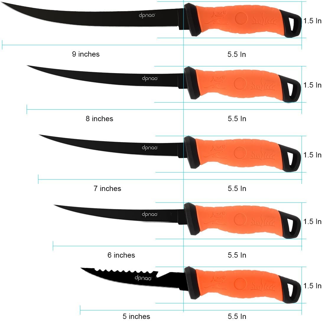 9-Inch Fishing Fillet Knife, Flexible Stainless Steel Blade | Non-Slip Fish Fillet Knife with Vented Sheath and Sharpener for Filleting, Boning and Skinning Freshwater or Saltwater Fish