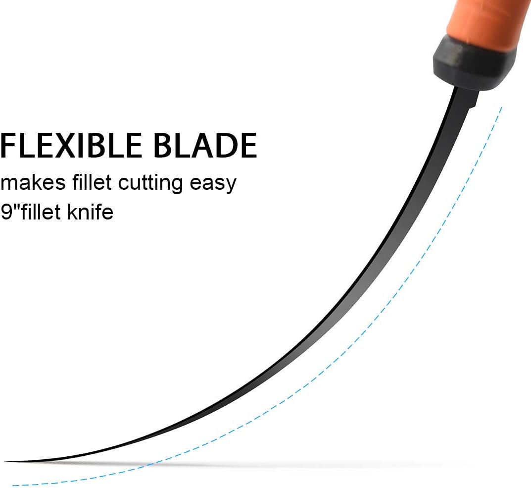 9-Inch Fishing Fillet Knife, Flexible Stainless Steel Blade | Non-Slip Fish Fillet Knife with Vented Sheath and Sharpener for Filleting, Boning and Skinning Freshwater or Saltwater Fish