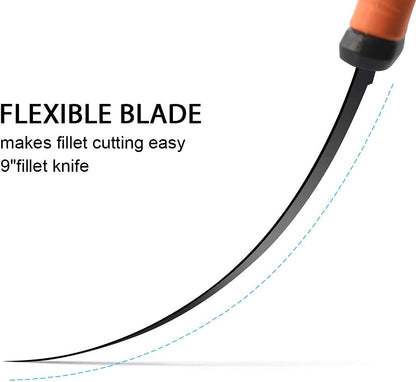 9-Inch Fishing Fillet Knife, Flexible Stainless Steel Blade | Non-Slip Fish Fillet Knife with Vented Sheath and Sharpener for Filleting, Boning and Skinning Freshwater or Saltwater Fish
