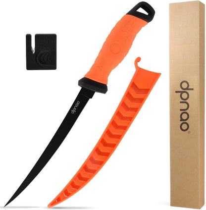 9-Inch Fishing Fillet Knife, Flexible Stainless Steel Blade | Non-Slip Fish Fillet Knife with Vented Sheath and Sharpener for Filleting, Boning and Skinning Freshwater or Saltwater Fish