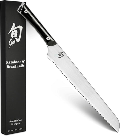 Kazahana 9" Bread Knife | Handcrafted Japanese Serrated Knife, AUS10A Stainless Steel Blade, Pakkawood Handle