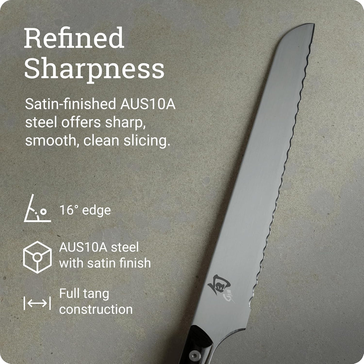 Kazahana 9" Bread Knife | Handcrafted Japanese Serrated Knife, AUS10A Stainless Steel Blade, Pakkawood Handle
