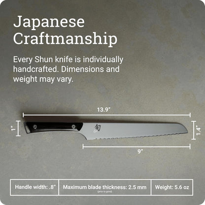 Kazahana 9" Bread Knife | Handcrafted Japanese Serrated Knife, AUS10A Stainless Steel Blade, Pakkawood Handle