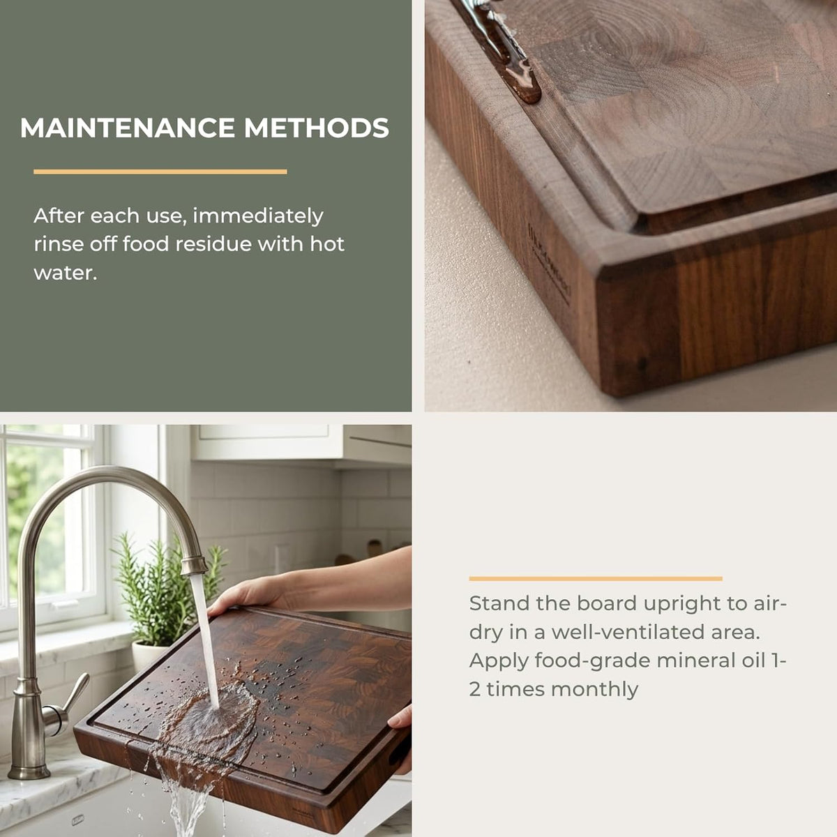 End Grain Cutting Board, Black Walnut Wood, 2" Thick Dual-Sided Wooden Chopping Board with Juice Groove & Handle - Idea for meat cutting, vegetable dicing, and fruit processing, 16 x 12 inch