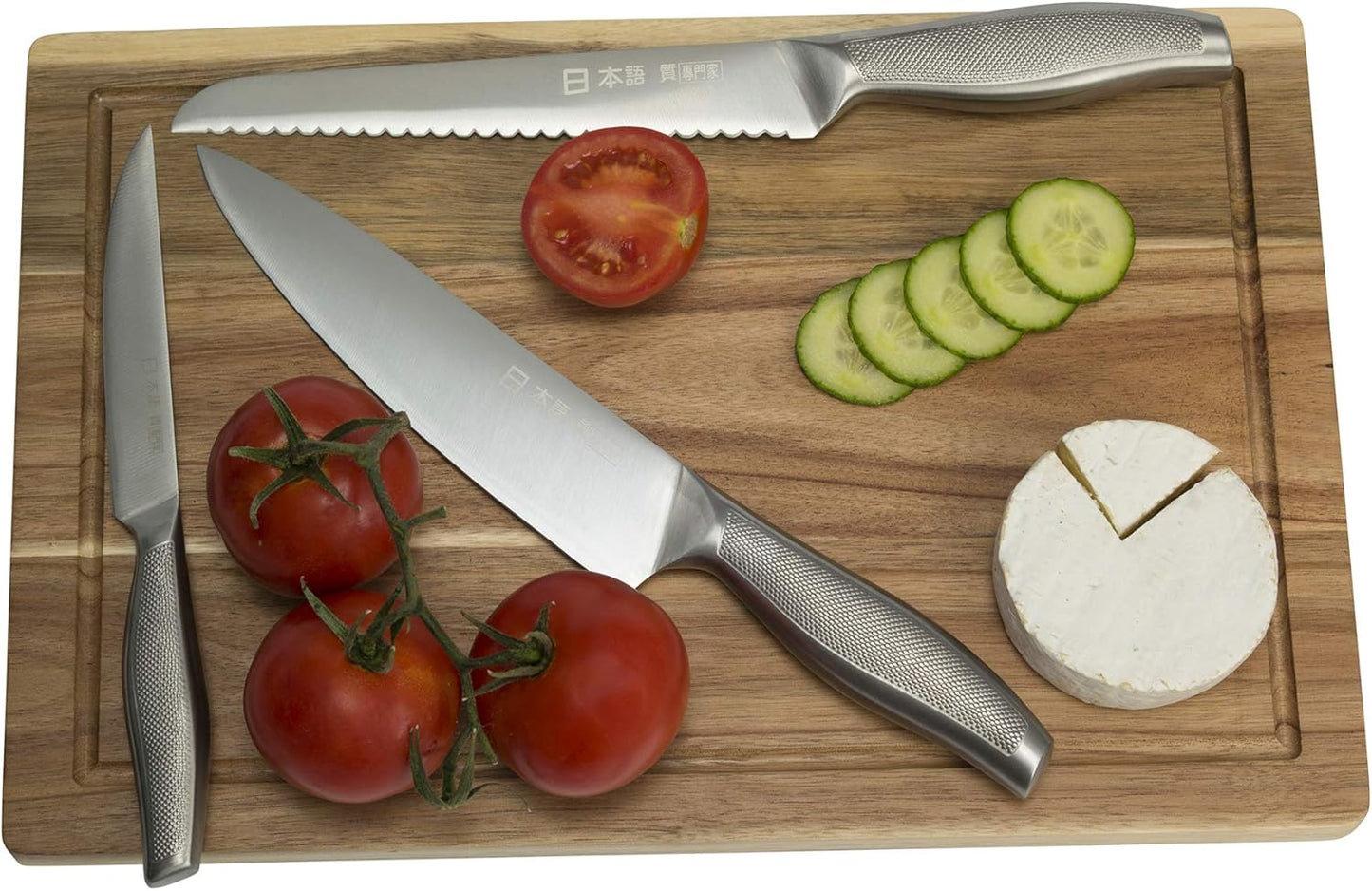 Japanese Style Premium Stainless Steel 9 Piece Chefs Knife Set with Protective Sheaths in Canvas Carry Case