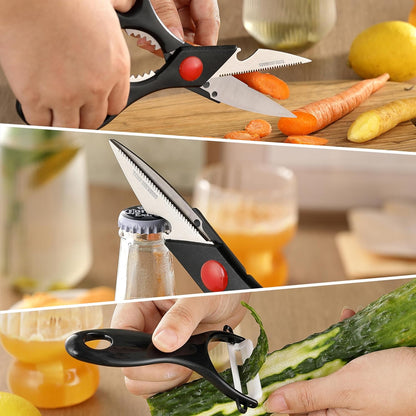 5 PCS kitchen Chef Knife Set, include 7 inch cleaver, 7 inch Santoku, 4.5 inch utility knife, Kitchen Scissors and Peeler
