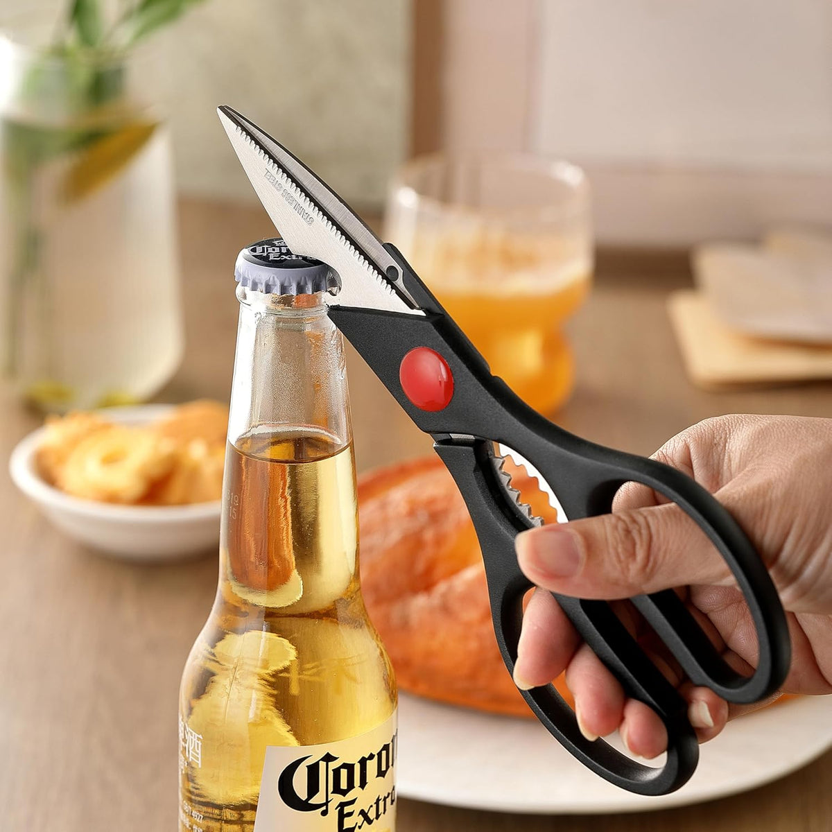 5 PCS kitchen Chef Knife Set, include 7 inch cleaver, 7 inch Santoku, 4.5 inch utility knife, Kitchen Scissors and Peeler