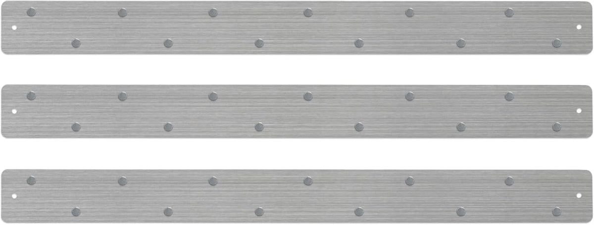 12"x3" Magnetic Strip Board, 3-Pack (White) | Compact 12"x3" frameless steel strip board; mounts horizontally or vertically; magnets & mounting hardware included