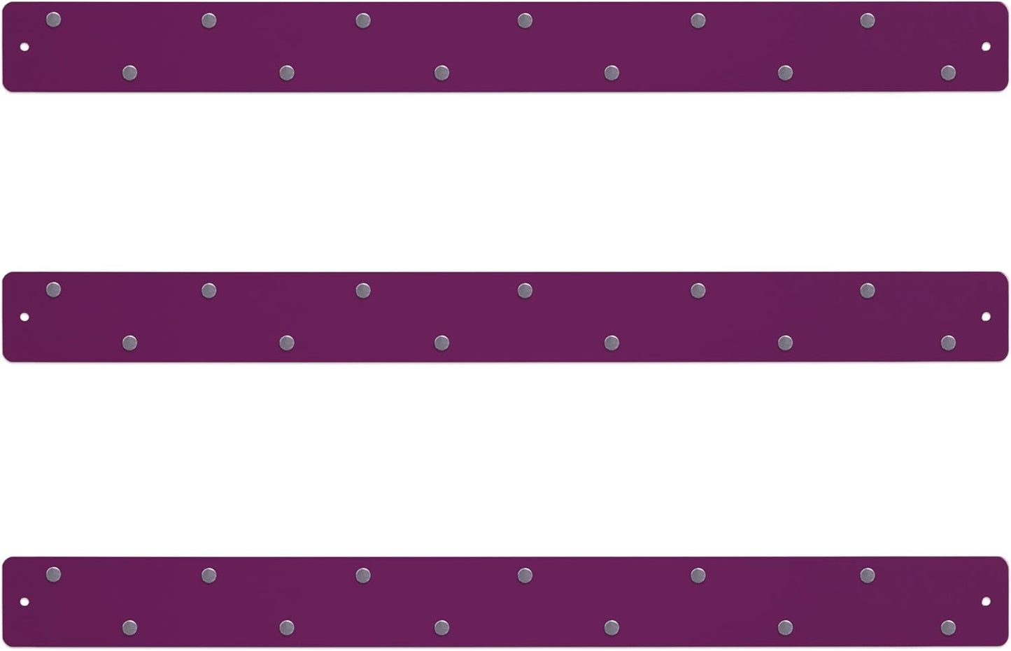 12"x3" Magnetic Strip Board, 3-Pack (White) | Compact 12"x3" frameless steel strip board; mounts horizontally or vertically; magnets & mounting hardware included