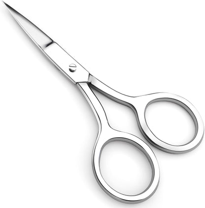 Eyebrow Scissors, Professional Stainless Steel Small Shears for Men and Women Cuticle Nail Scissors, Nose Hair Scissors for Grooming Mustache, Beard, Eyelashes, Ear Hair Trimming, Silver