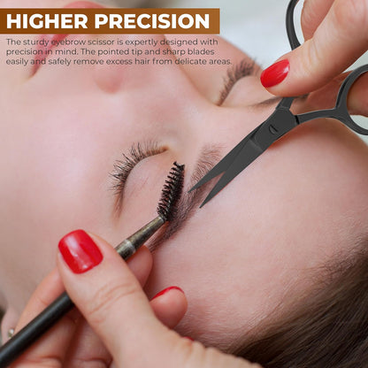 Eyebrow Scissors, Professional Stainless Steel Small Shears for Men and Women Cuticle Nail Scissors, Nose Hair Scissors for Grooming Mustache, Beard, Eyelashes, Ear Hair Trimming, Silver