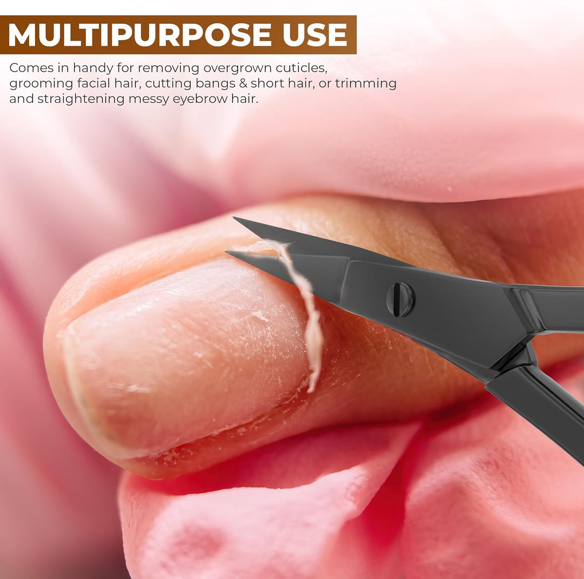 Eyebrow Scissors, Professional Stainless Steel Small Shears for Men and Women Cuticle Nail Scissors, Nose Hair Scissors for Grooming Mustache, Beard, Eyelashes, Ear Hair Trimming, Silver