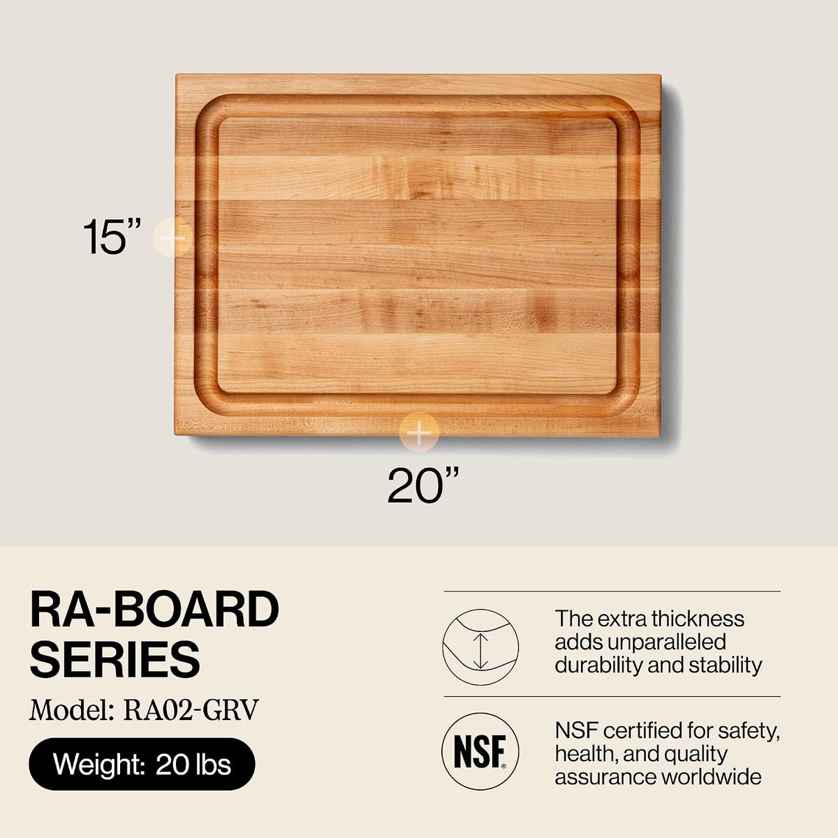RA-Board Series Rectangular Maple Deluxe Barbecue Cutting Board
