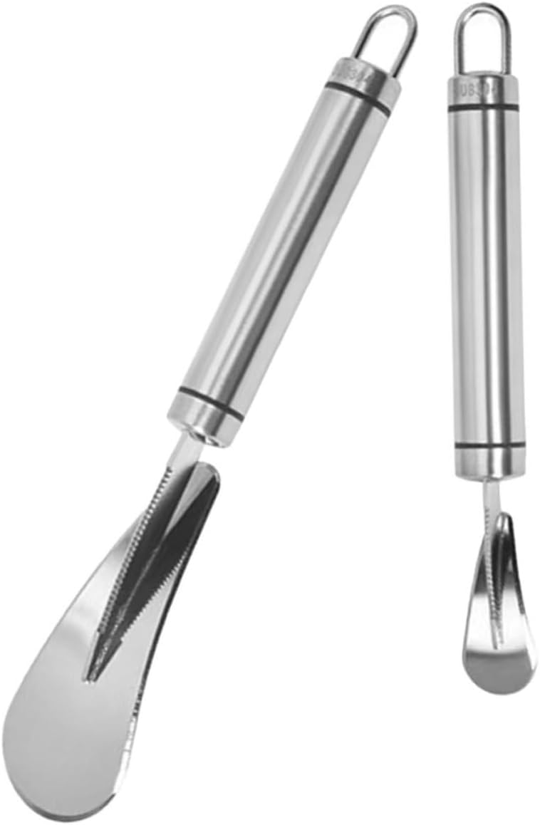 2pcs Stainless Steel Citrus Peeler Set Long Handle Sturdy Grapefruit Knife and Orange Opener Heavy-Duty Fruit Peeling Tool for Kitchen and Home Use