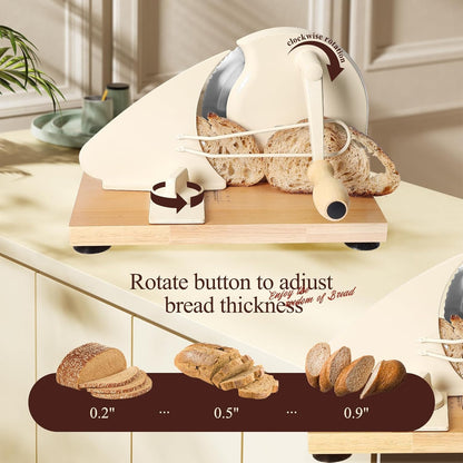 Manual Bread Slicer for Homemade Bread,Even Slicing Thickness-Adjustable | Slices,Sourdough Slicer with Scale Lines&SuperStrong SuctionCup Fixation (Cream-Guide)