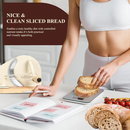 Manual Bread Slicer for Homemade Bread,Even Slicing Thickness-Adjustable | Slices,Sourdough Slicer with Scale Lines&SuperStrong SuctionCup Fixation (Cream-Guide)