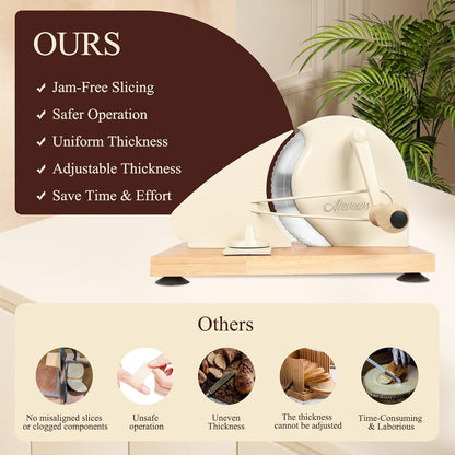 Manual Bread Slicer for Homemade Bread,Even Slicing Thickness-Adjustable | Slices,Sourdough Slicer with Scale Lines&SuperStrong SuctionCup Fixation (Cream-Guide)