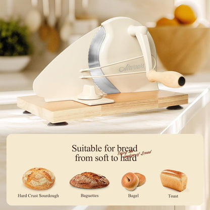 Manual Bread Slicer for Homemade Bread,Even Slicing Thickness-Adjustable | Slices,Sourdough Slicer with Scale Lines&SuperStrong SuctionCup Fixation (Cream-Guide)