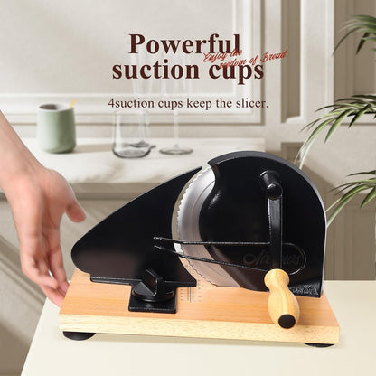 Manual Bread Slicer for Homemade Bread,Even Slicing Thickness-Adjustable | Slices,Sourdough Slicer with Scale Lines&SuperStrong SuctionCup Fixation (Cream-Guide)