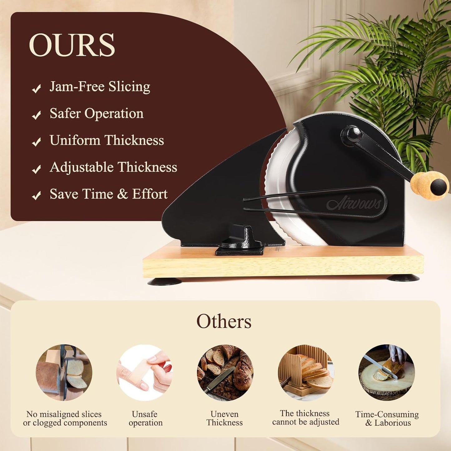 Manual Bread Slicer for Homemade Bread,Even Slicing Thickness-Adjustable | Slices,Sourdough Slicer with Scale Lines&SuperStrong SuctionCup Fixation (Cream-Guide)