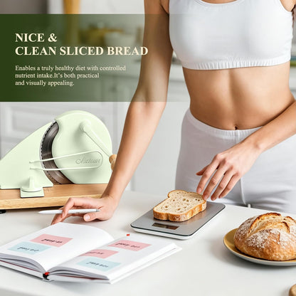 Manual Bread Slicer for Homemade Bread,Even Slicing Thickness-Adjustable | Slices,Sourdough Slicer with Scale Lines&SuperStrong SuctionCup Fixation (Cream-Guide)