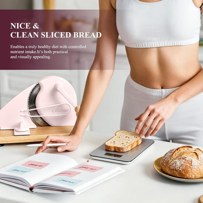 Manual Bread Slicer for Homemade Bread,Even Slicing Thickness-Adjustable | Slices,Sourdough Slicer with Scale Lines&SuperStrong SuctionCup Fixation (Cream-Guide)