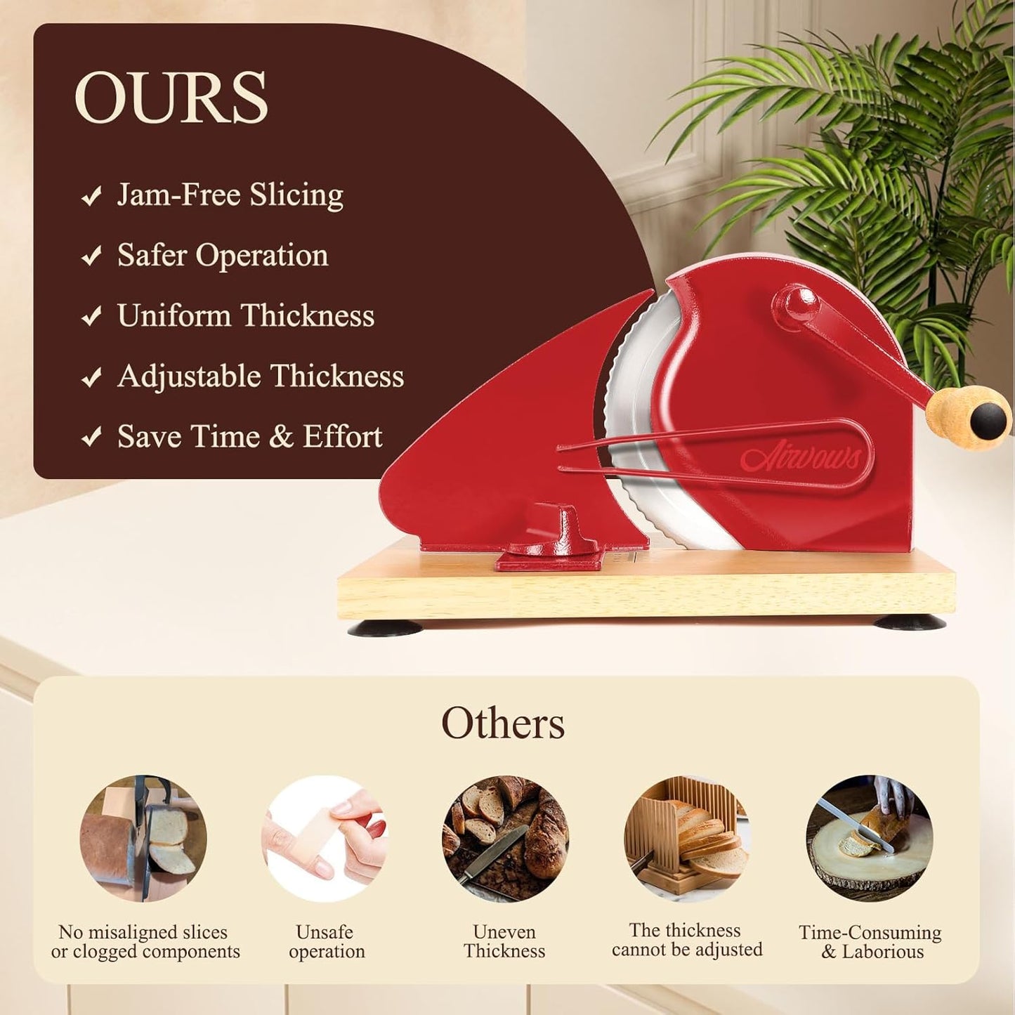 Manual Bread Slicer for Homemade Bread,Even Slicing Thickness-Adjustable | Slices,Sourdough Slicer with Scale Lines&SuperStrong SuctionCup Fixation (Cream-Guide)