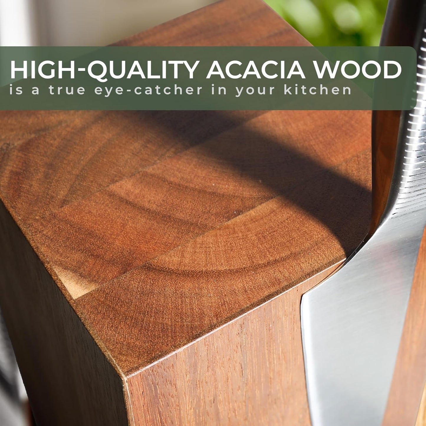 Magnetic Knife Holder Made of Acacia Wood - 360 degree rotatable Knife Block Without Knives - Knife Block - Knife Holder