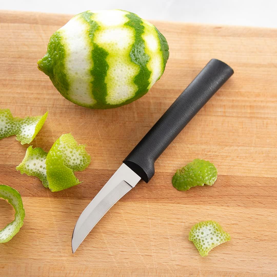 Granny Paring Knife (R100), Silver Handle | 2.38" Stainless Steel Serrated Blade, Silver Cast Aluminum Handle