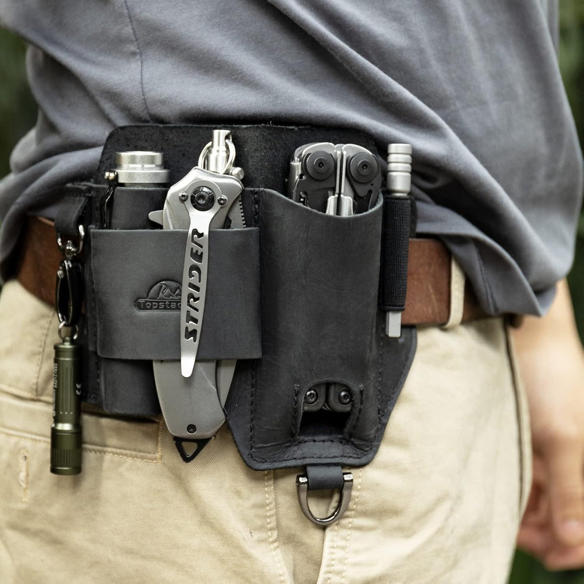 Leather Multitool Sheath,EDC Belt Organizer for Work and Daily Use,Leatherman Sheath,EDC Pocket Organizer for Flashlight and Multitool,Gifts for Men for Multitool,Darkbrown