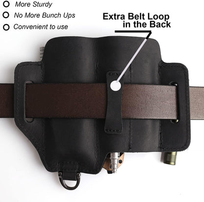 Leather Multitool Sheath,EDC Belt Organizer for Work and Daily Use,Leatherman Sheath,EDC Pocket Organizer for Flashlight and Multitool,Gifts for Men for Multitool,Darkbrown