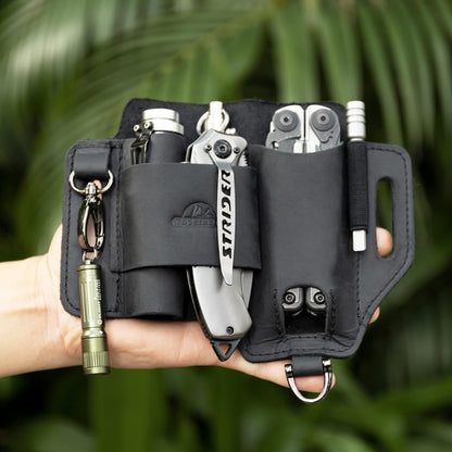 Leather Multitool Sheath,EDC Belt Organizer for Work and Daily Use,Leatherman Sheath,EDC Pocket Organizer for Flashlight and Multitool,Gifts for Men for Multitool,Darkbrown