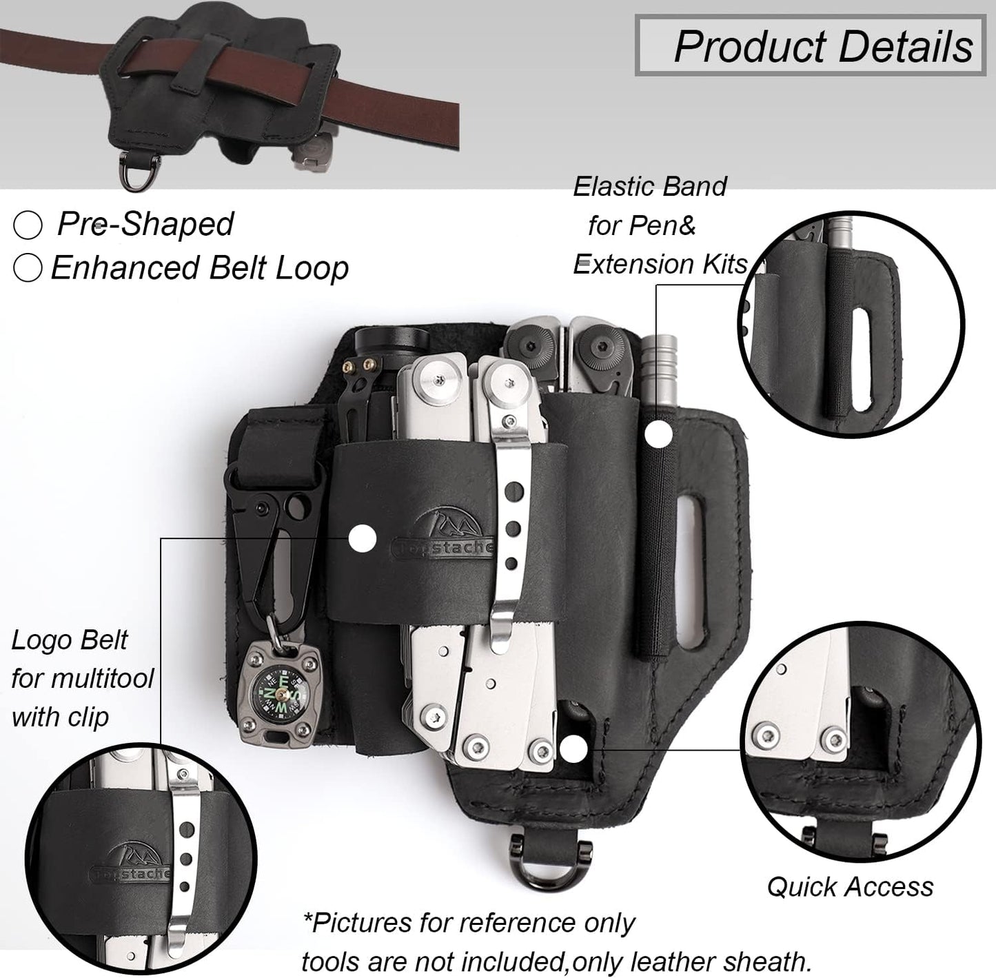 Leather Multitool Sheath,EDC Belt Organizer for Work and Daily Use,Leatherman Sheath,EDC Pocket Organizer for Flashlight and Multitool,Gifts for Men for Multitool,Darkbrown