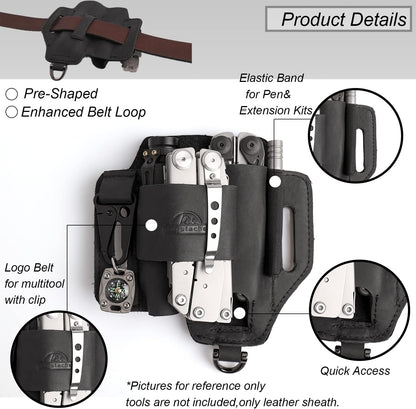 Leather Multitool Sheath,EDC Belt Organizer for Work and Daily Use,Leatherman Sheath,EDC Pocket Organizer for Flashlight and Multitool,Gifts for Men for Multitool,Darkbrown