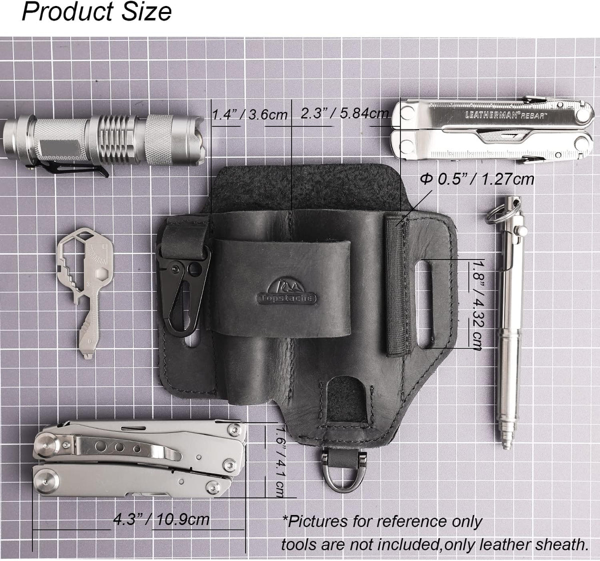 Leather Multitool Sheath,EDC Belt Organizer for Work and Daily Use,Leatherman Sheath,EDC Pocket Organizer for Flashlight and Multitool,Gifts for Men for Multitool,Darkbrown