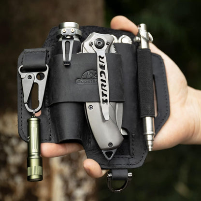 Leather Multitool Sheath,EDC Belt Organizer for Work and Daily Use,Leatherman Sheath,EDC Pocket Organizer for Flashlight and Multitool,Gifts for Men for Multitool,Darkbrown