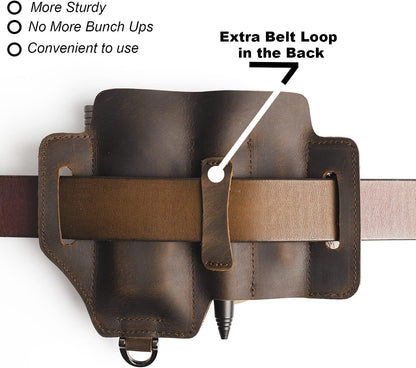 Leather Multitool Sheath,EDC Belt Organizer for Work and Daily Use,Leatherman Sheath,EDC Pocket Organizer for Flashlight and Multitool,Gifts for Men for Multitool,Darkbrown