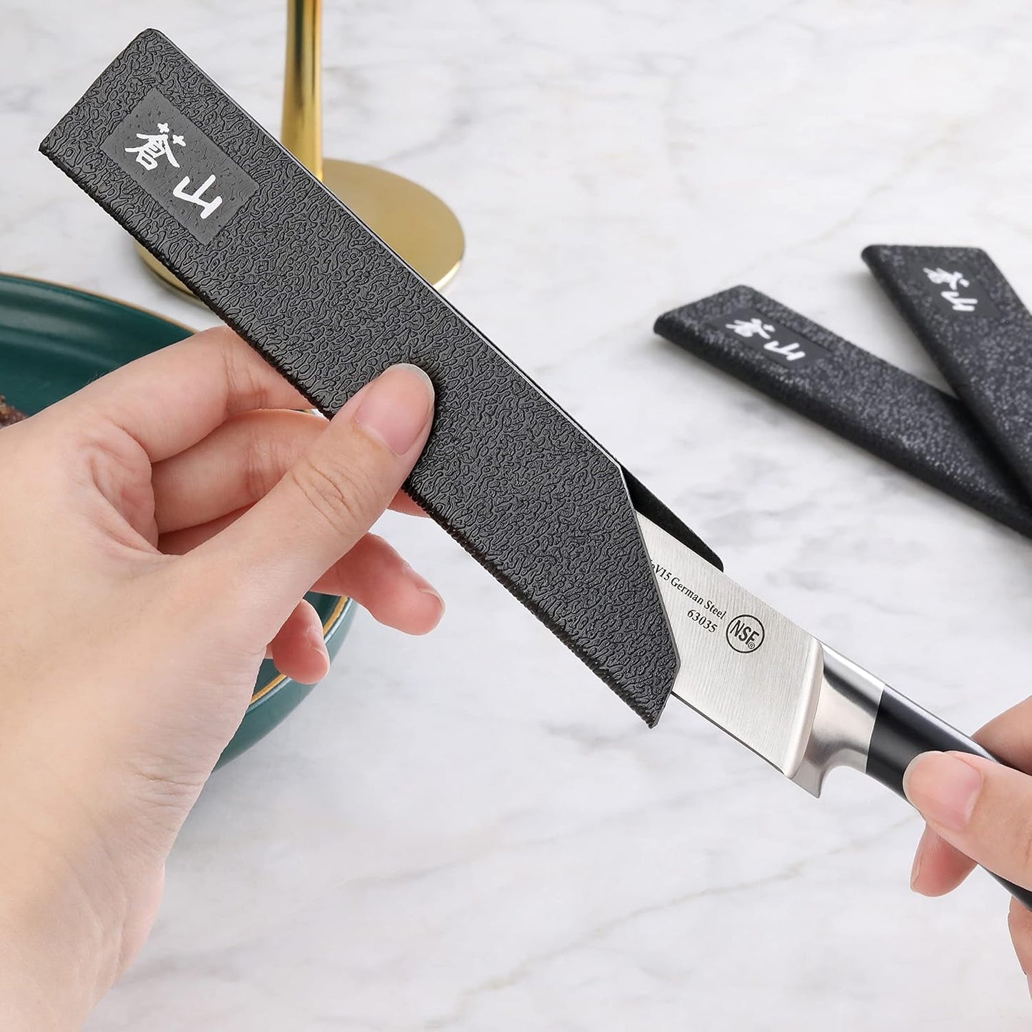 Cangshan 1026641 8-Piece Steak Knife Guard Set, Black