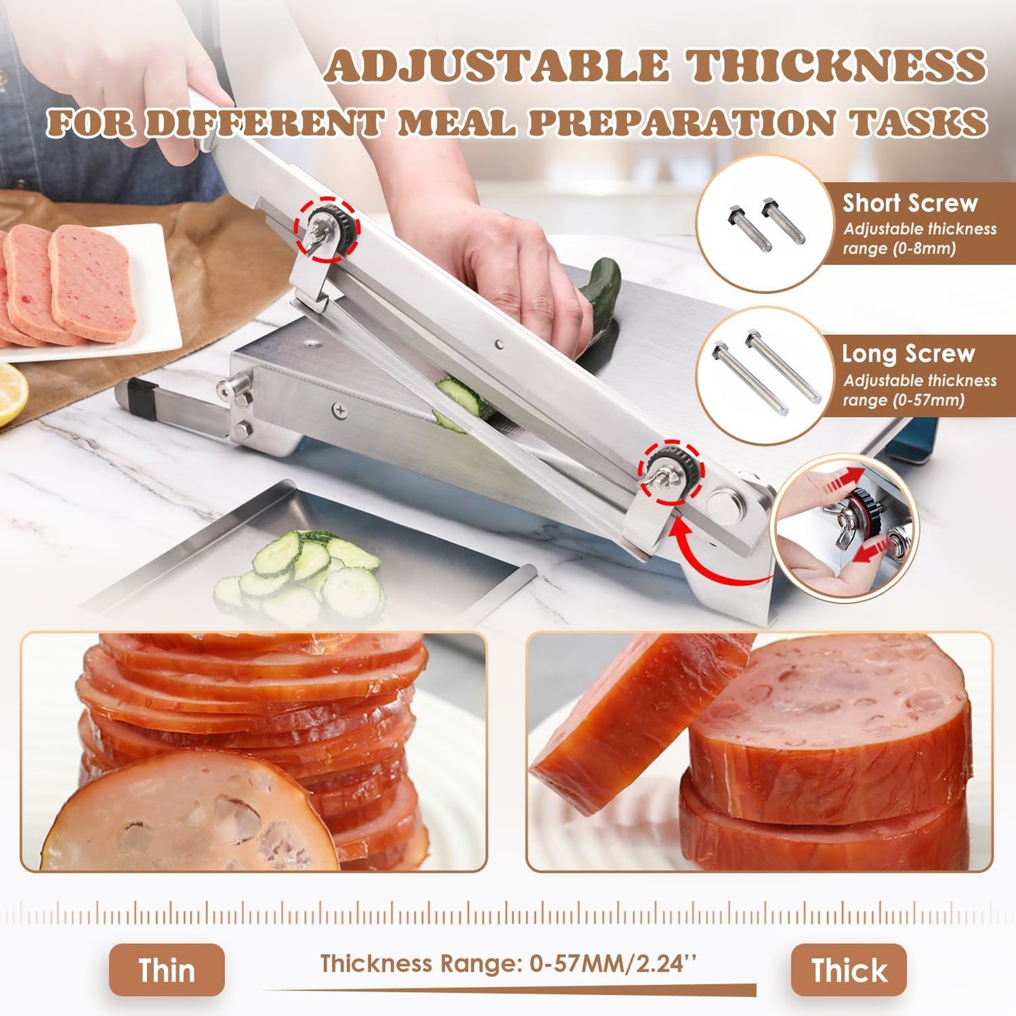 Bone Rib Cutter Chicken Chopper 13.5 Inch Double Blade (KD0288) | Meat Bone Cutter Machine, Manual Frozen Meat Slicer, Heavy Duty Guillotine, Biltong Cutter for Korean BBQ Shabu Hot Pot
