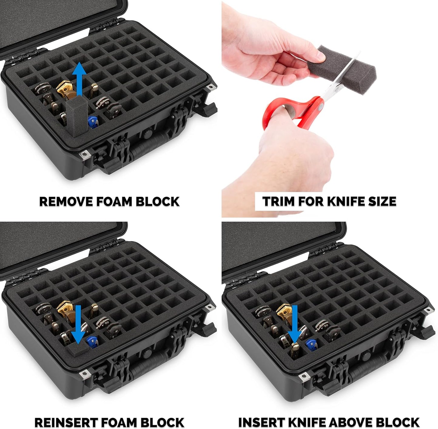 56 Folding Knife Case | Waterproof, Fits 56 Folding Knives, Holds Knives Up To 5.5" Folded, Lockable Storage, Pocket Knife Holder & Organizer