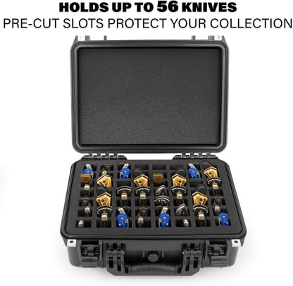 56 Folding Knife Case | Waterproof, Fits 56 Folding Knives, Holds Knives Up To 5.5" Folded, Lockable Storage, Pocket Knife Holder & Organizer