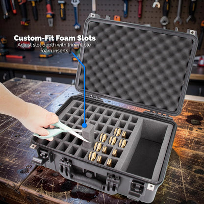 56 Folding Knife Case | Waterproof, Fits 56 Folding Knives, Holds Knives Up To 5.5" Folded, Lockable Storage, Pocket Knife Holder & Organizer