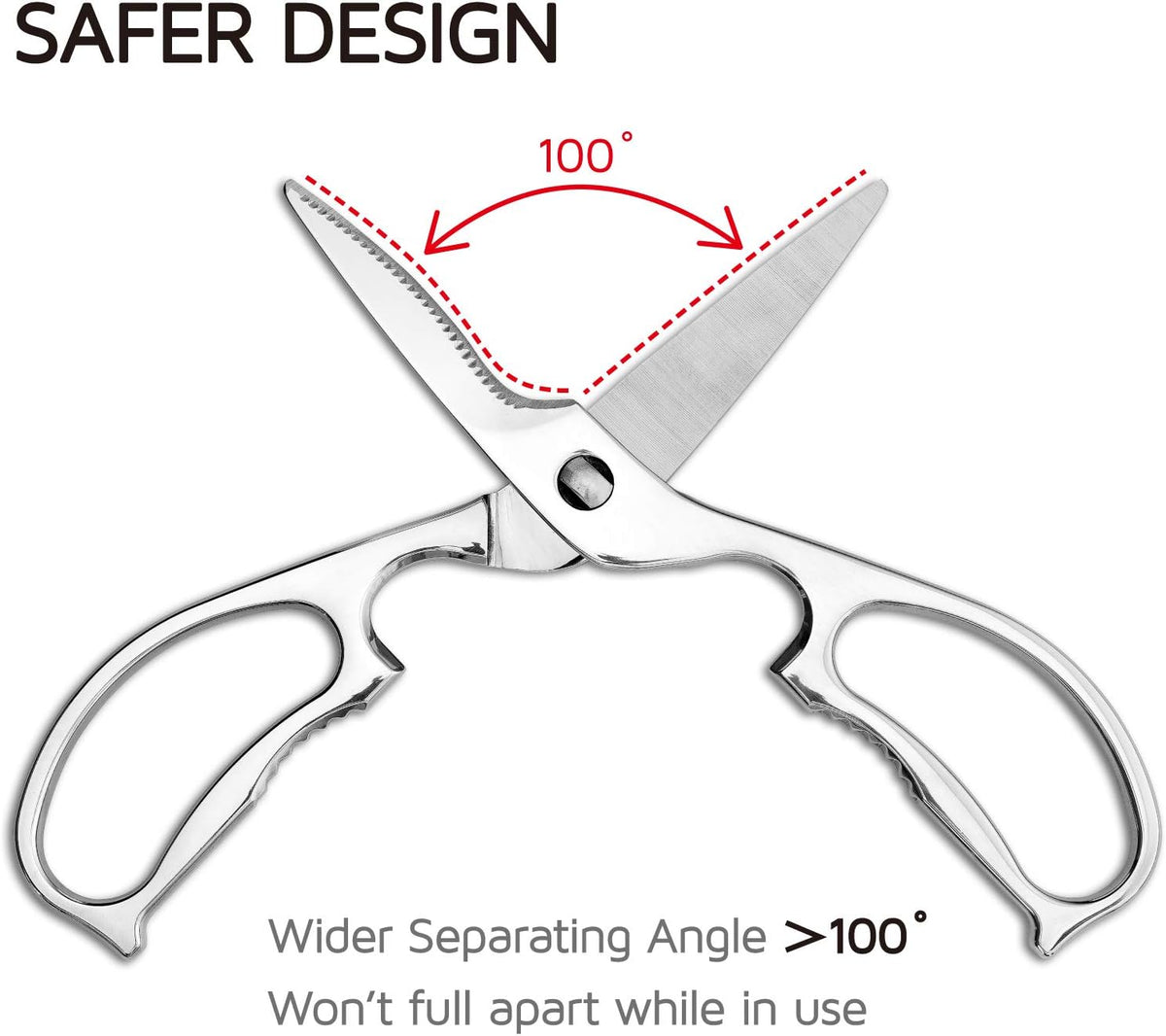 Come Apart Kitchen Shears , Multi-purpose Heavy Duty German Stainless Steel Food Scissors for Cutting Meat Poultry Chicken Vegetable, Durable One Piece Construction, Mirror Finish