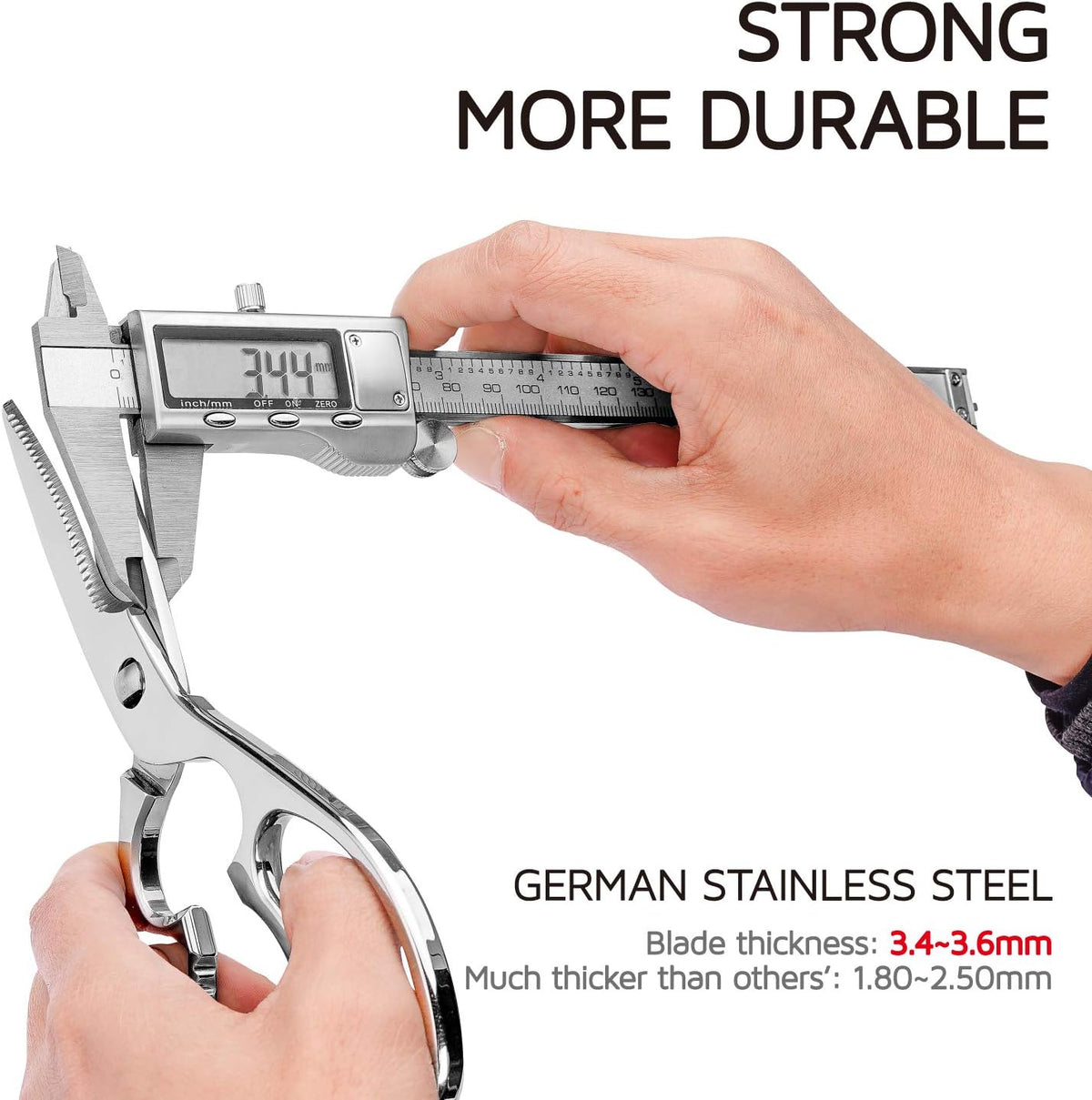 Come Apart Kitchen Shears , Multi-purpose Heavy Duty German Stainless Steel Food Scissors for Cutting Meat Poultry Chicken Vegetable, Durable One Piece Construction, Mirror Finish