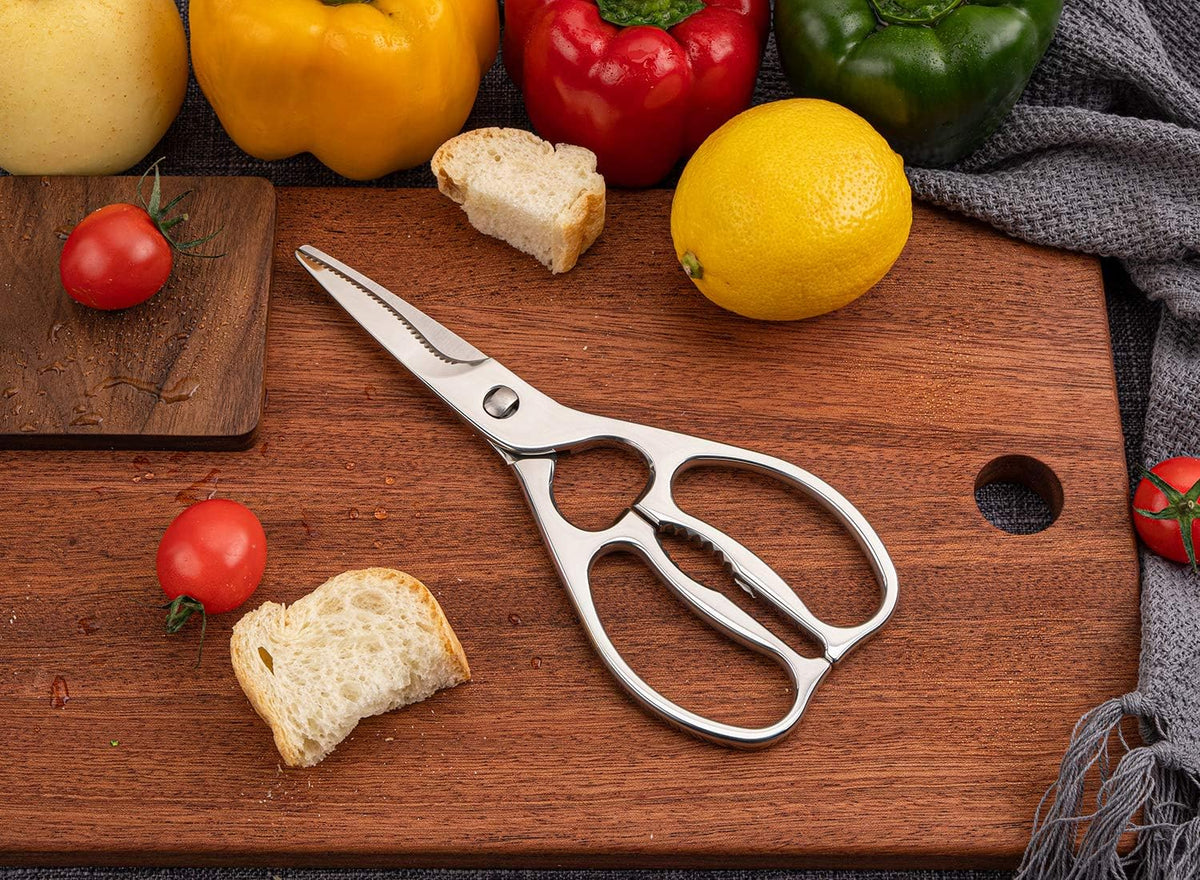 Come Apart Kitchen Shears , Multi-purpose Heavy Duty German Stainless Steel Food Scissors for Cutting Meat Poultry Chicken Vegetable, Durable One Piece Construction, Mirror Finish
