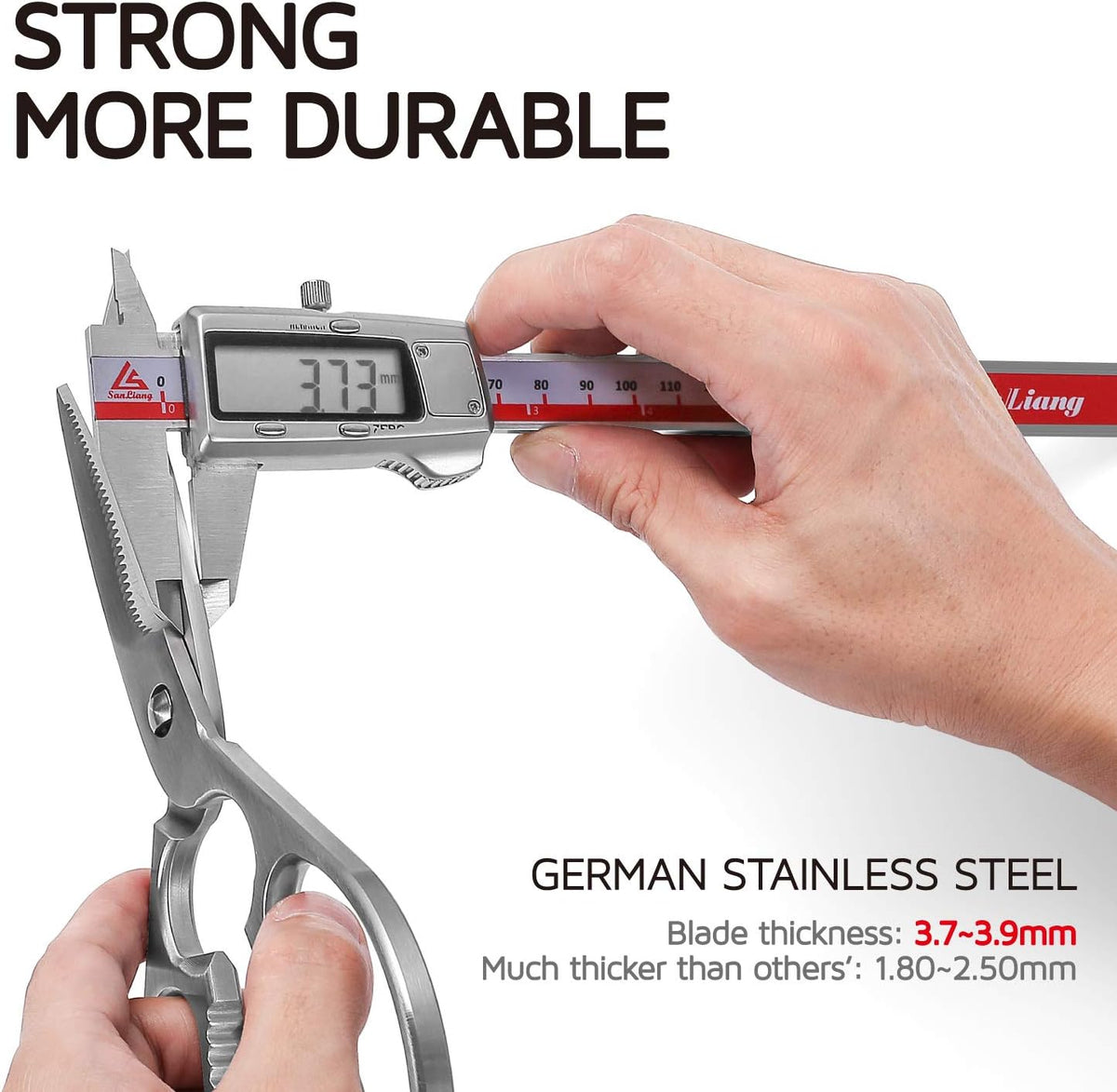 Come Apart Kitchen Shears , Multi-purpose Heavy Duty German Stainless Steel Food Scissors for Cutting Meat Poultry Chicken Vegetable, Durable One Piece Construction, Mirror Finish
