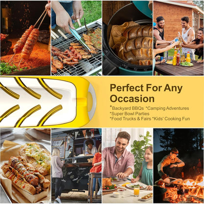Hot Dog Slicing Tool Stainless Steel Hot Dog Slicer for Perfect Cuts Yellow | Great for Grilling, Air Fryer, Oven & Microwave – Fun BBQ Kitchen Tool
