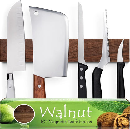 Premium Dark Walnut Wood Magnetic Knife Holder for Wall | 16 Inch | Upgraded Version | Professional Wooden Magnetic Knife Strip - Space-Saving Knife Rack/Knife Bar With Powerful Magnetic Pull Force