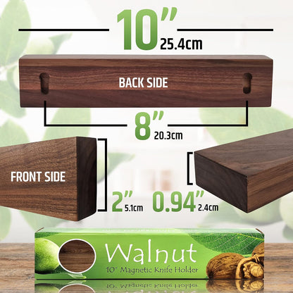 Premium Dark Walnut Wood Magnetic Knife Holder for Wall | 16 Inch | Upgraded Version | Professional Wooden Magnetic Knife Strip - Space-Saving Knife Rack/Knife Bar With Powerful Magnetic Pull Force