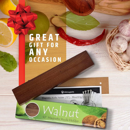 Premium Dark Walnut Wood Magnetic Knife Holder for Wall | 16 Inch | Upgraded Version | Professional Wooden Magnetic Knife Strip - Space-Saving Knife Rack/Knife Bar With Powerful Magnetic Pull Force